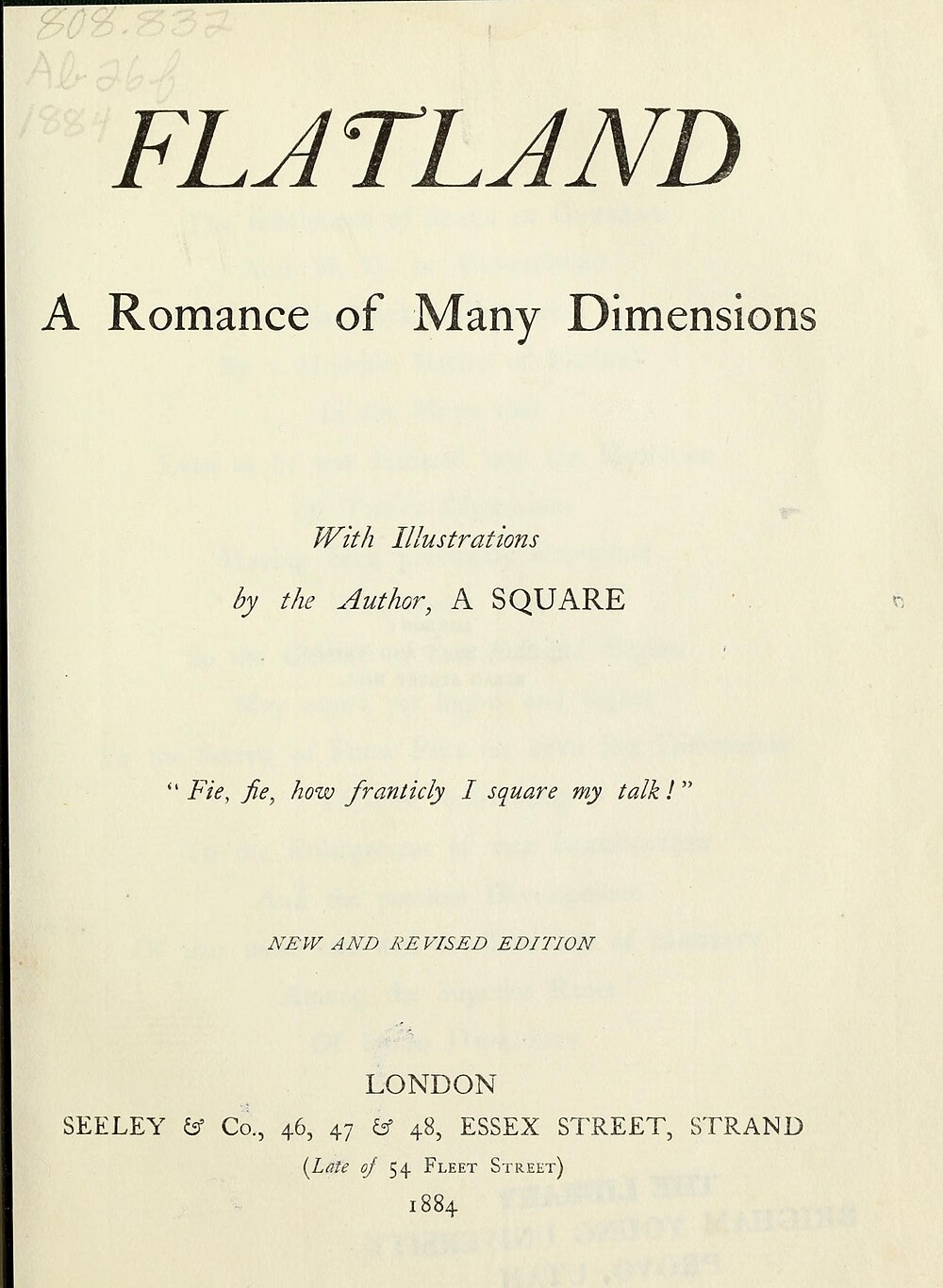 Monty, Trains of Trains of Thought Publishing, Edwin Abbott Abbott, Sajad Hussain, Edward Abbott, Joel Dueck: Flatland (1884)