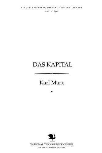 Karl Marx: Das ḳapiṭal (Yiddish language, 1929, Bzshoza)