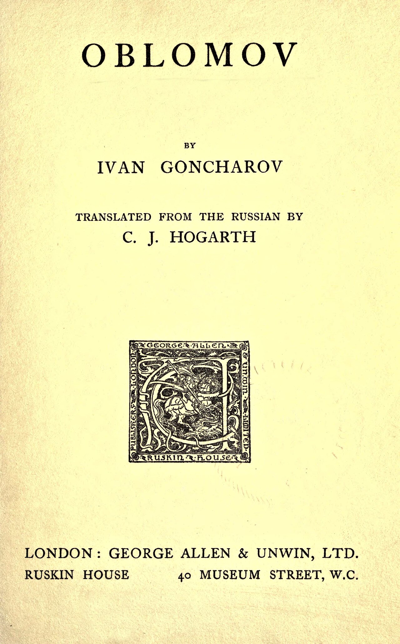 Ivan Goncharov: Oblomov (1915)